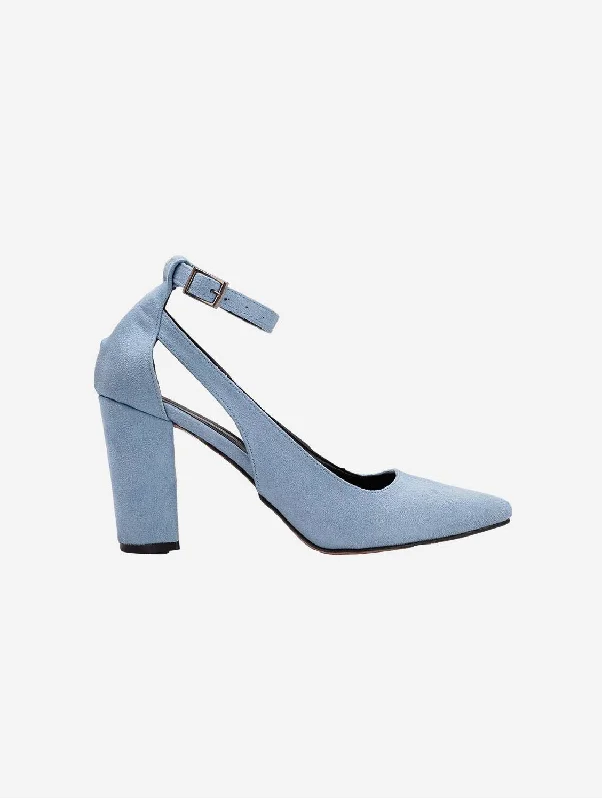 Affordable Suede Ankle Pumps for All-Day Wear--Camila Vegan Suede Heels | Baby Blue