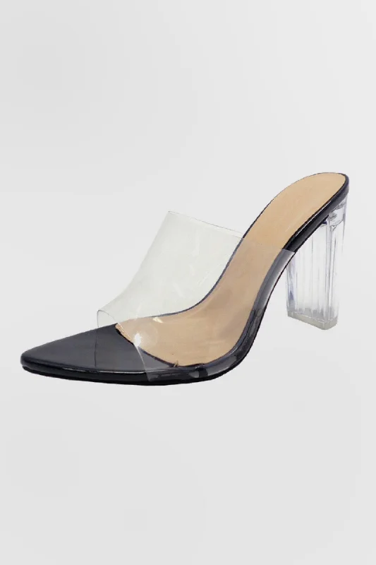 Camryn, Clear chunky pointy heels---Fashionable Kitten Heels for Date Night