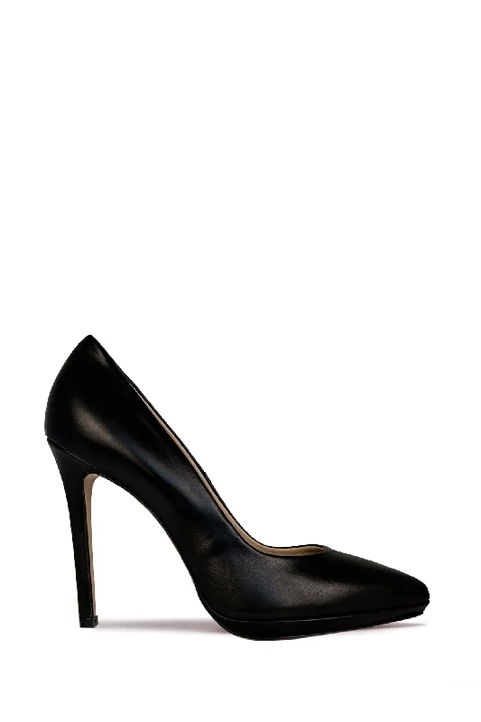 Carolina Pump 4.5 - Black Leather---Comfortable Leather Pumps for Office and Everyday Wear