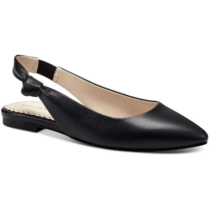 Charter Club Womens Karaa Faux leather Knot Slingbacks---Comfortable Leather Pumps for Office and Everyday Wear