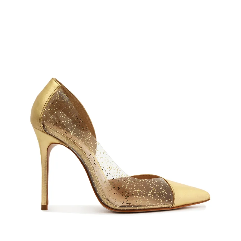 Cheslie Metallic Nappa & Vinyl Pump---Transparent Vinyl Pumps for Bold Fashion Statements