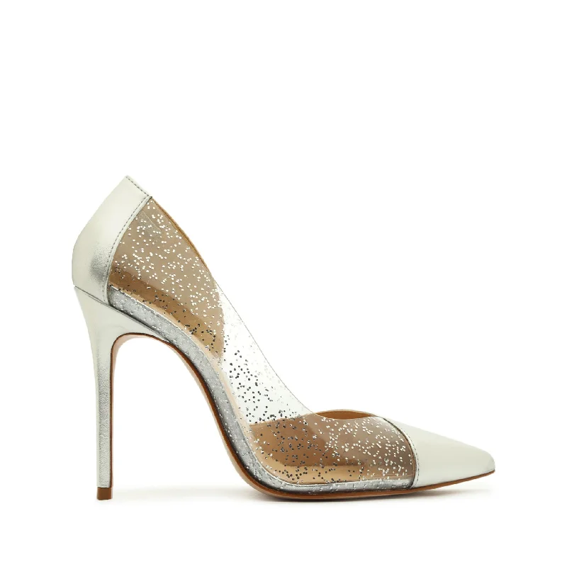 Cheslie Metallic Nappa & Vinyl Pump---Transparent Vinyl Pumps for Bold Fashion Statements