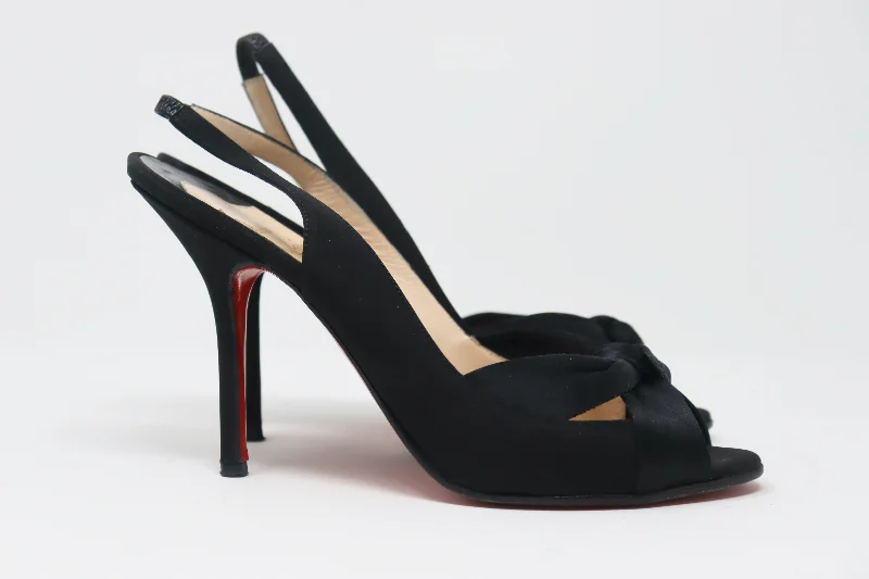 Stiletto Heel Pumps with Perfect Fit--CHRISTIAN LOUBOUTIN Black Saint Slingback Heels-Fashionable & Classic