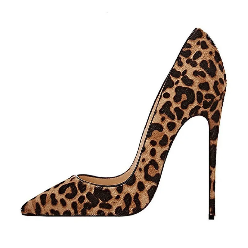 Stiletto Heel Pumps with Perfect Fit--Classic Leopard Print Pointed Toe Stiletto Pumps - Light Brown-Fashionable & Classic