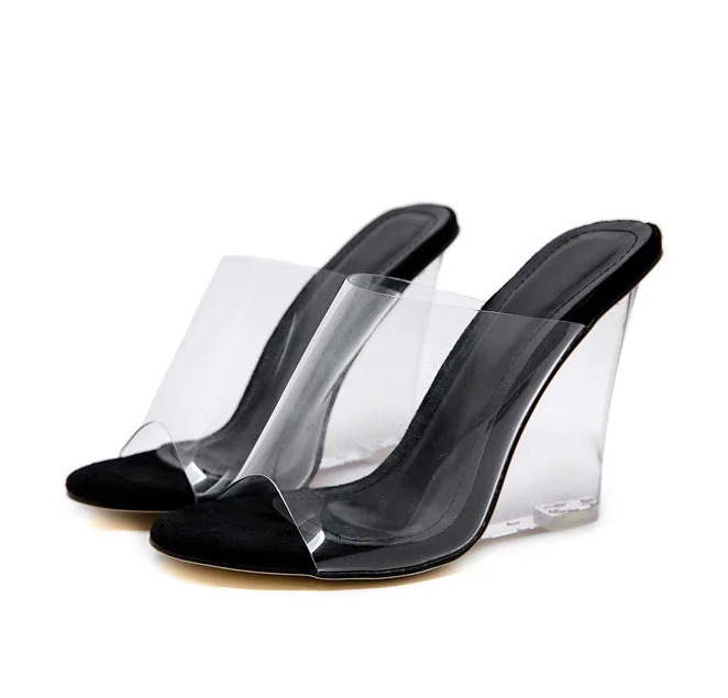 Versatile Heeled Sandals for Any Occasion---Wedge, Clear Shoes