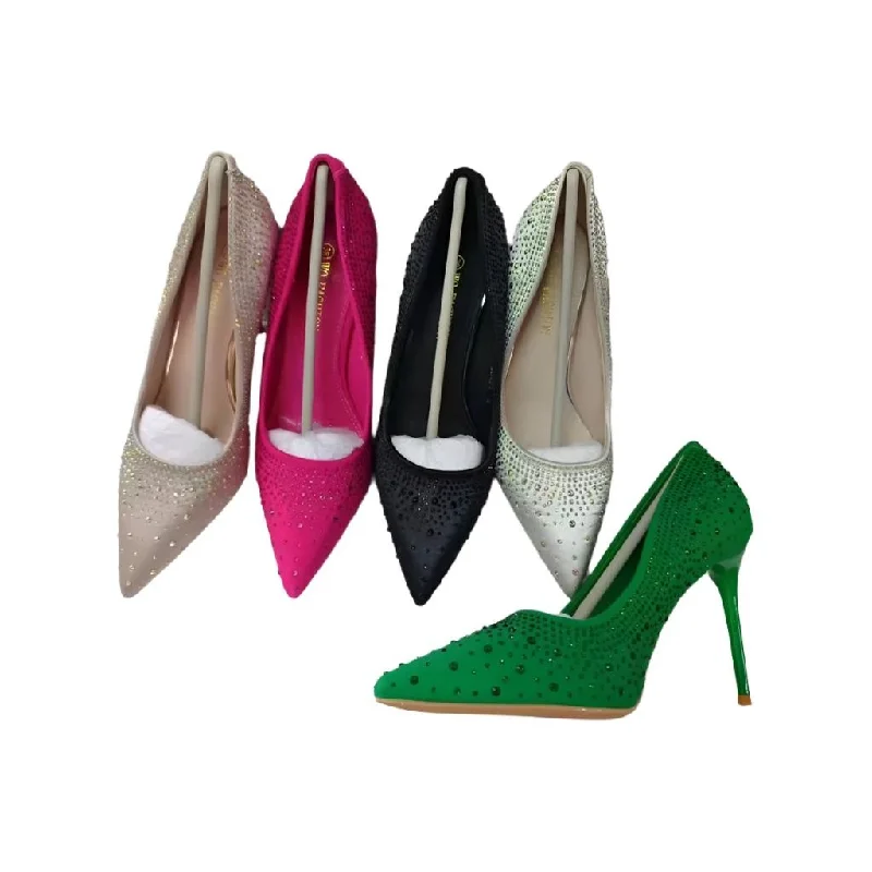 Affordable Rhinestone Pumps for a Dazzling Look---Colored Crystal Pumps High Heel Shoes.