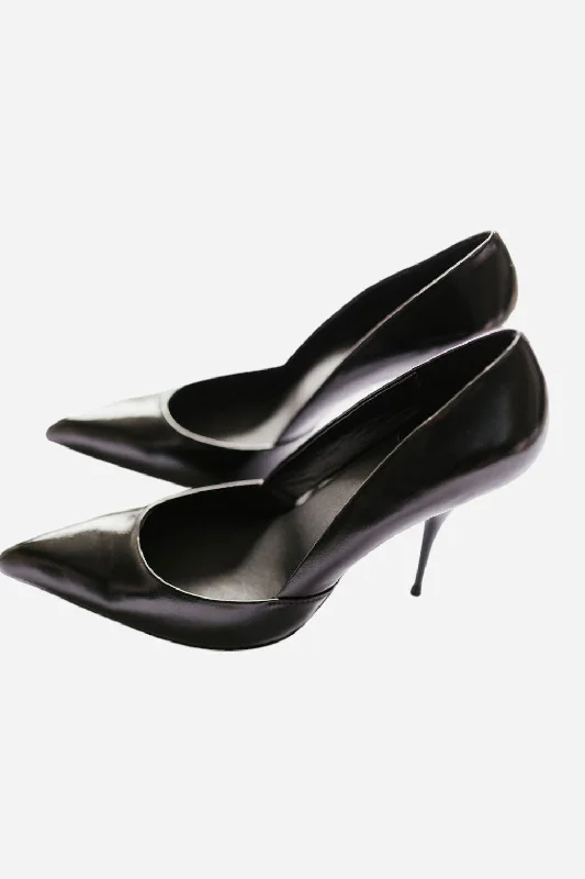 Jeffrey Campbell Convince Dress Pump in Black Leather---Elegant Evening Heels for Weddings and Parties