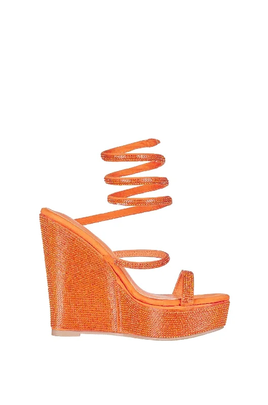 Stylish Platform Heels for Extra Height--COSMO ORANGE PLATFORM WEDGE