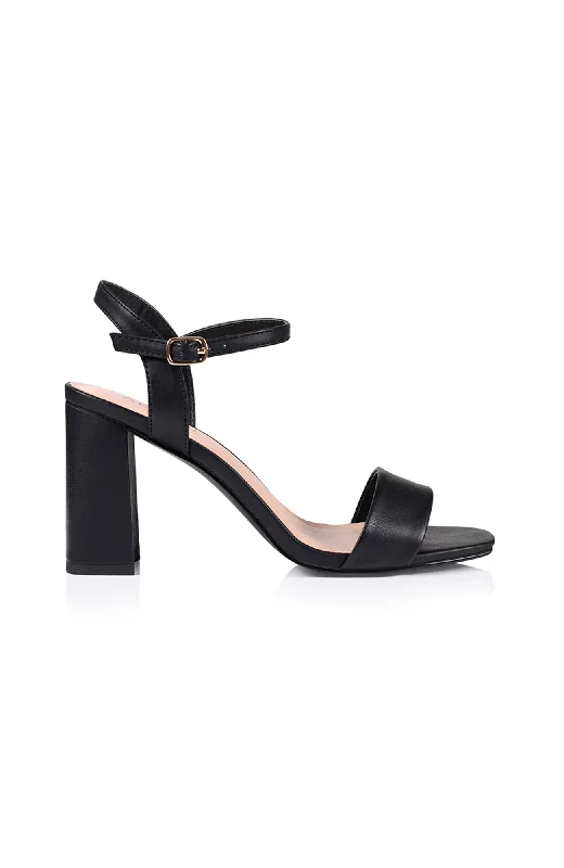 Trendy Chunky Heel Pumps for Casual Wear--Crane Block Heel Black Softee