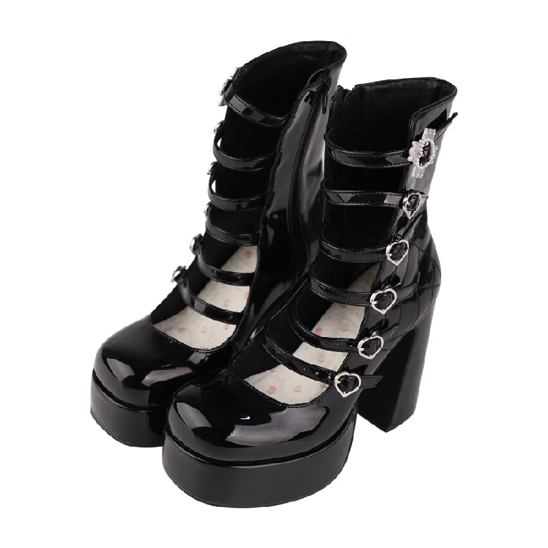 Versatile Heeled Sandals for Any Occasion---(Buyforme) Pure Tea For Dream~Cross Buckle Punk Lolita Shoes