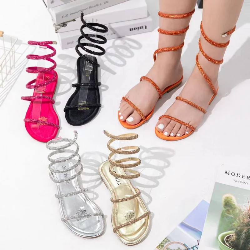 Stylish Open Toe Heels for Summer--Crystal Fairy Wind Open Toe A- line Flat Shoes