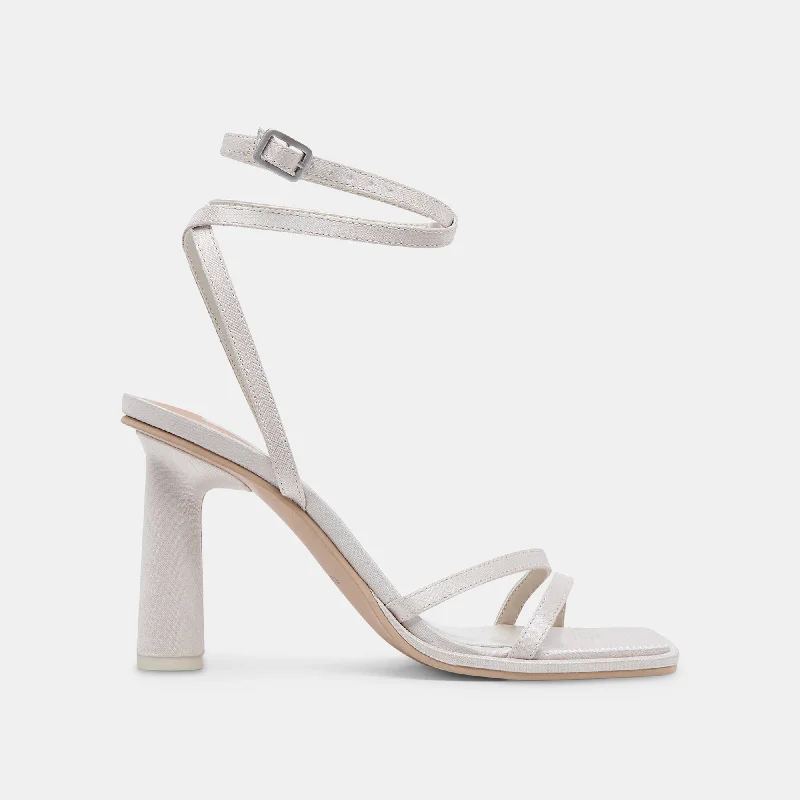 DISERE HEELS OFF WHITE SATINAffordable Satin Heels with a Luxe Touch