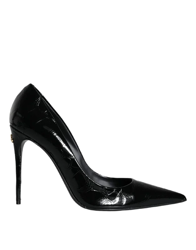 Sleek and Shiny Patent Pump Heels for a Polished Look--Dolce & Gabbana Black Patent Leather High Heels Pumps Shoes