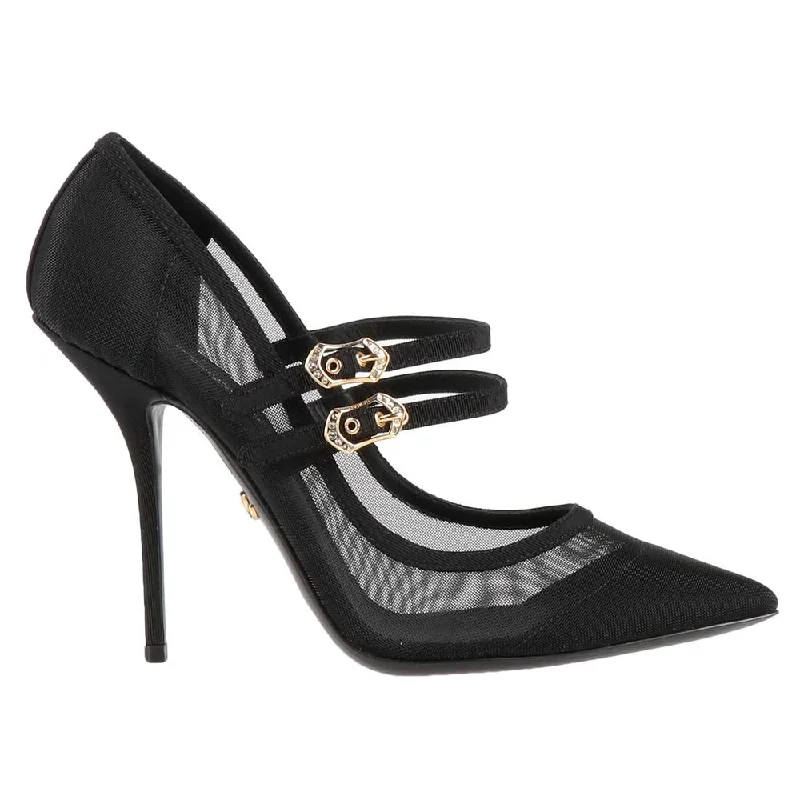 Versatile Dress Heels for Formal and Casual Wear---Dolce & Gabbana Black Polyamide Pump