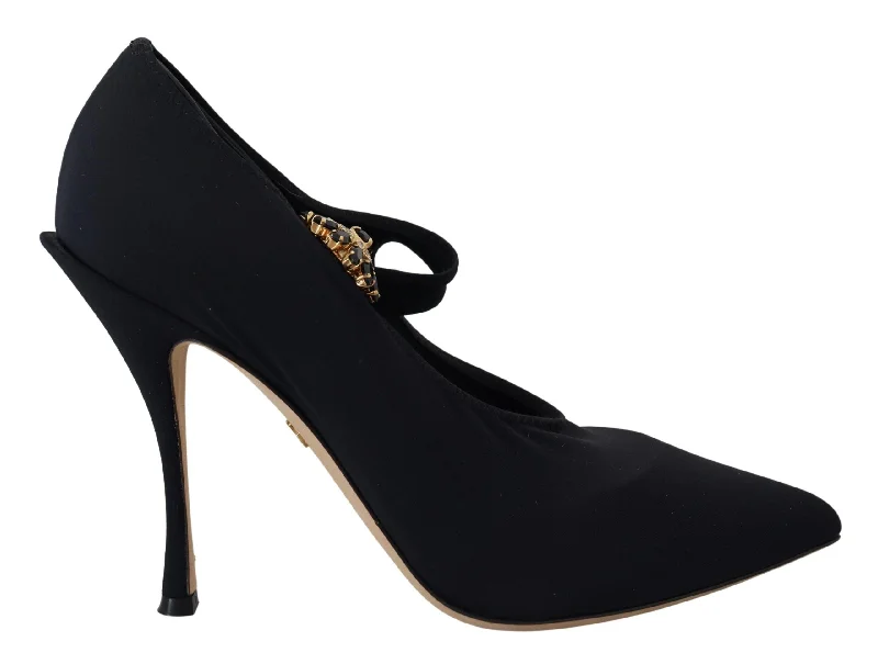 Affordable Rhinestone Pumps for a Dazzling Look---Dolce & Gabbana Black Socks Stretch Crystal Pumps Shoes