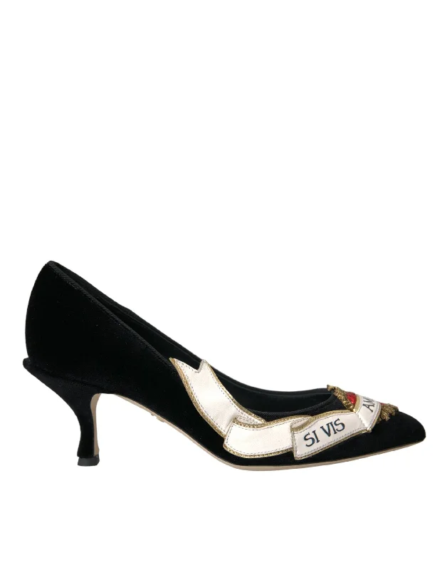 Affordable Suede Ankle Pumps for All-Day Wear--Dolce & Gabbana Black Suede Leather Amari Heels Pumps Shoes