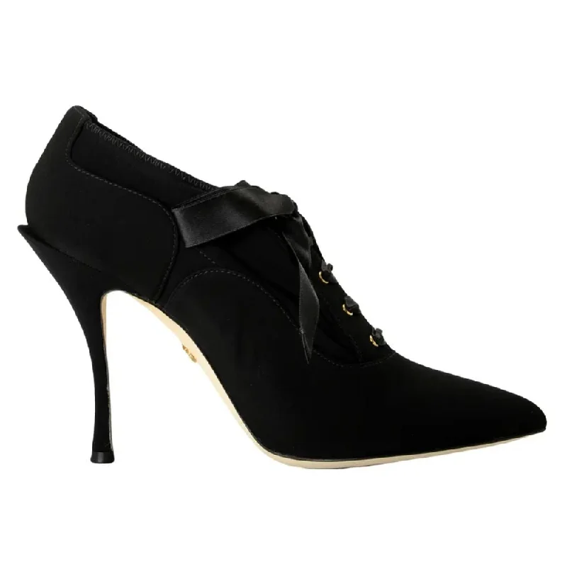 Versatile Dress Heels for Formal and Casual Wear---Dolce & Gabbana Black Viscose Pump