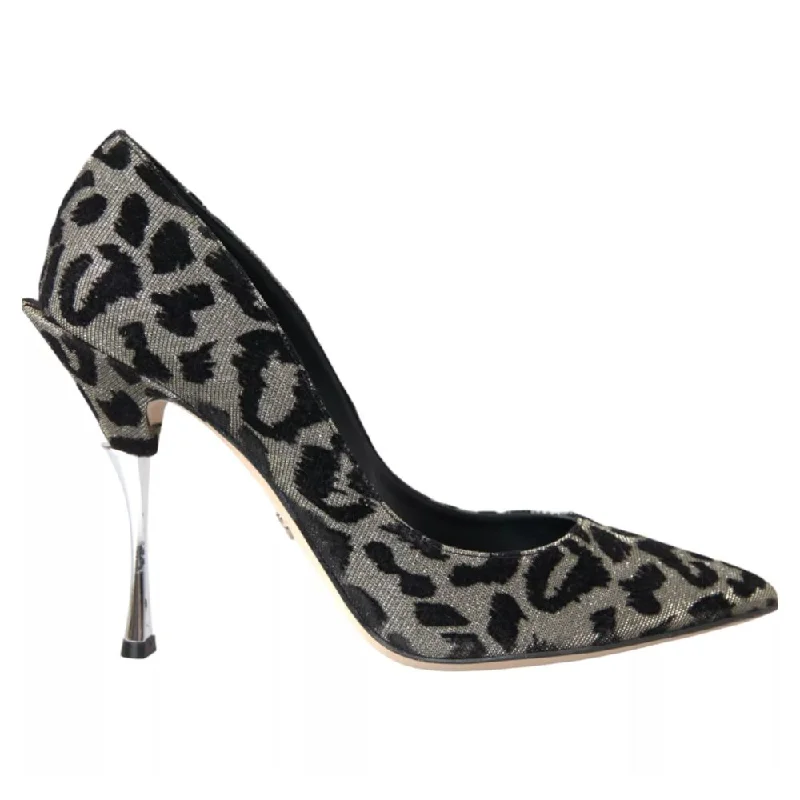 Dolce & Gabbana Gray Leather Di Calfskin Pump---Comfortable Leather Pumps for Office and Everyday Wear