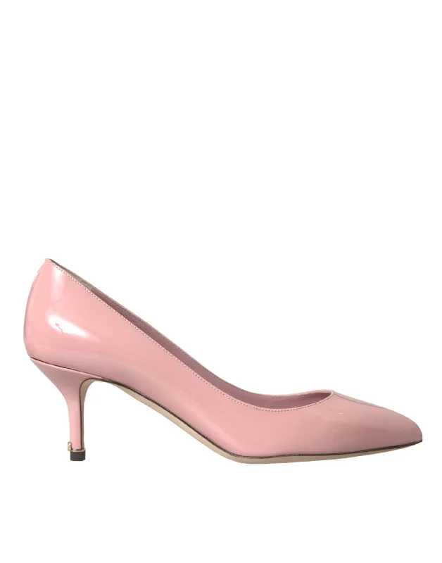 Sleek and Shiny Patent Pump Heels for a Polished Look--Dolce & Gabbana Light Pink Patent Leather Heels Pumps Shoes