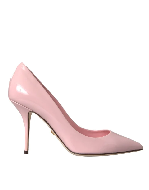 Sleek and Shiny Patent Pump Heels for a Polished Look--Dolce & Gabbana Light Pink Patent Leather Pump Heels Shoes