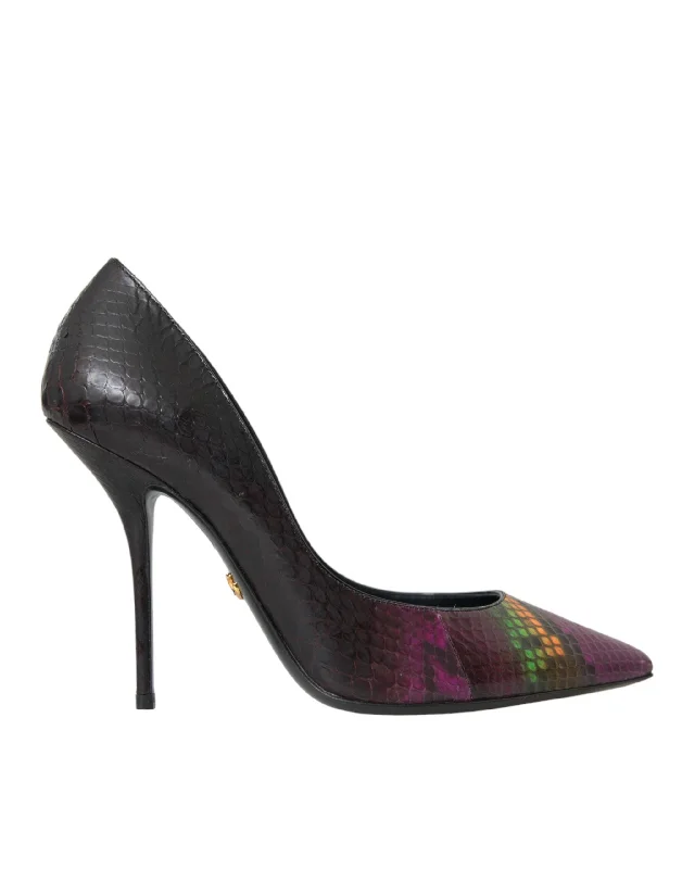 Dolce & Gabbana Multicolor Exotic Leather Heels Pumps Shoes---Comfortable Leather Pumps for Office and Everyday Wear