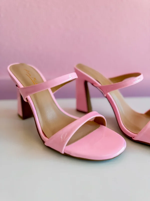 Sleek and Shiny Patent Pump Heels for a Polished Look--Double Strand Bubble Gum Patent Heels