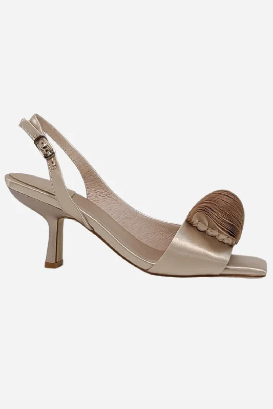 Jeffrey Campbell Duffy Kitten Heels in Champagne Satin---Fashionable Kitten Heels for Date Night