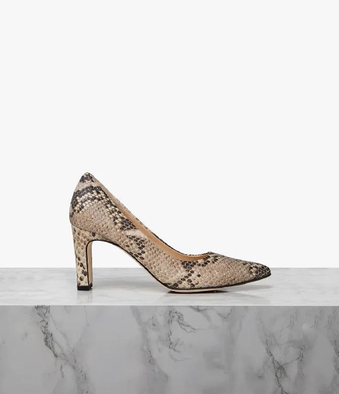 COSMO BEIGE SNAKE---Fashionable Kitten Heels for Date Night