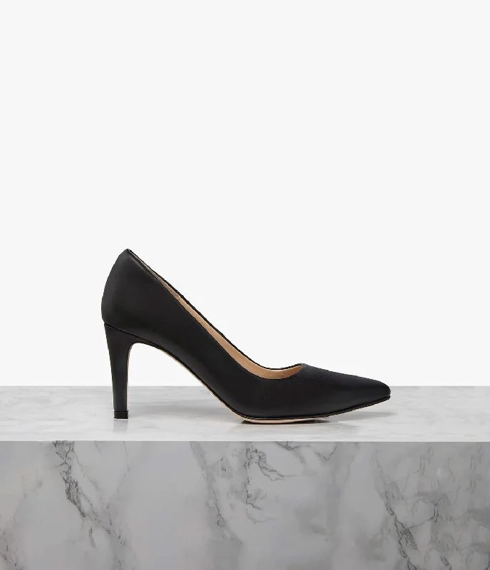 COSMO BLACK SOFT LEATHER---Comfortable Leather Pumps for Office and Everyday Wear