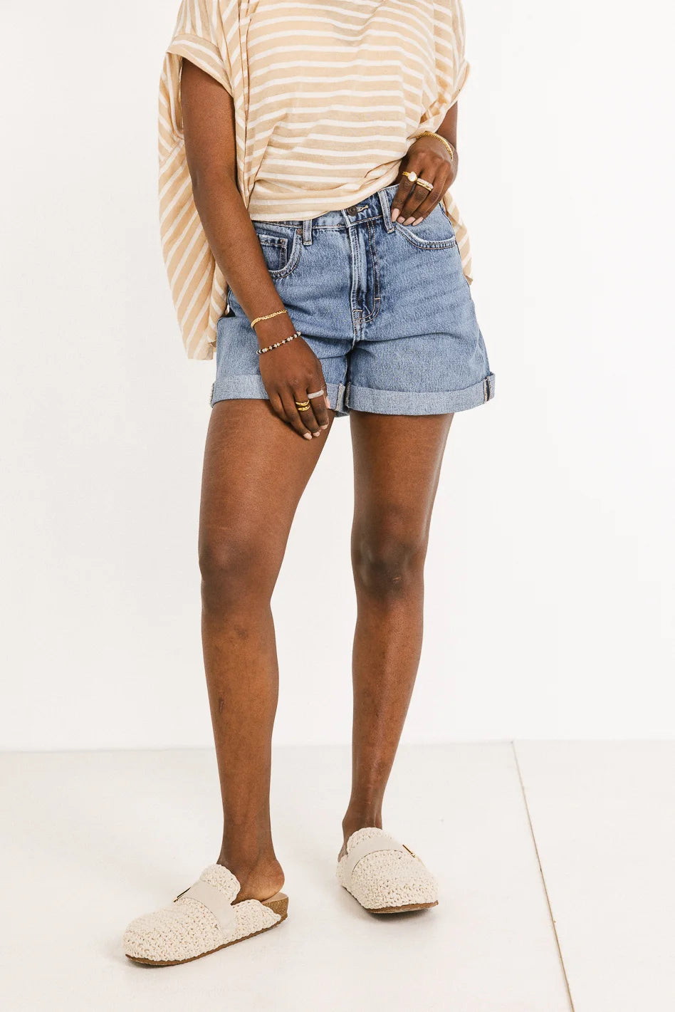 Women's denim shorts for seamless underwear :Edie High Rise Denim Shorts - FINAL SALE Women's denim shorts for seamless underwear :Edie High Rise Denim Shorts - FINAL SALE