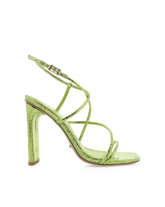 EIFFEL - GREEN METALLIC SCALE---Fashionable Kitten Heels for Date Night