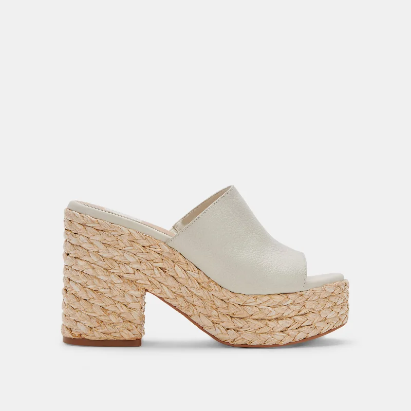 ELORA HEELS IVORY LEATHER---Comfortable Leather Pumps for Office and Everyday Wear