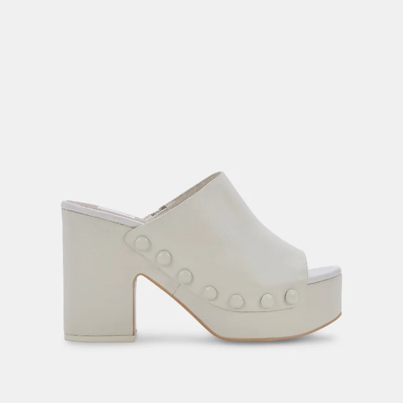 EMOL HEELS IVORY LEATHER---Comfortable Leather Pumps for Office and Everyday Wear