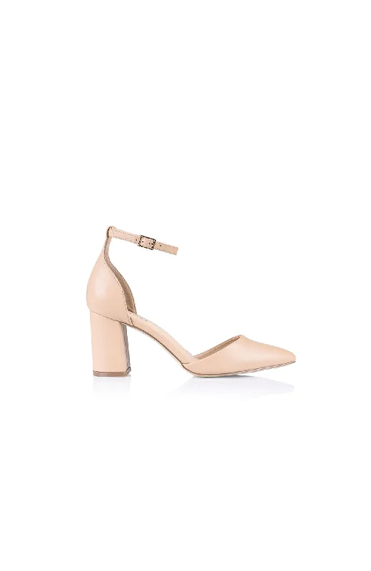 Versatile Heeled Sandals for Any Occasion---Enzo Closed Toe Pumps Nude Smooth