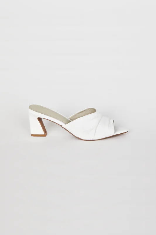 Versatile Heeled Sandals for Any Occasion---Intentionally Blank Fair Heels in White