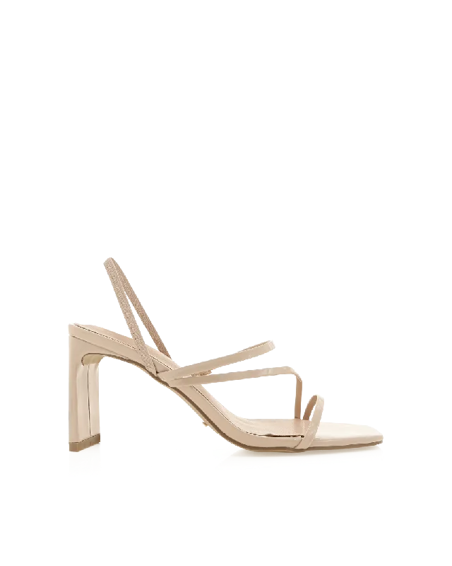 GENNA - NUDE PATENT---Fashionable Kitten Heels for Date Night