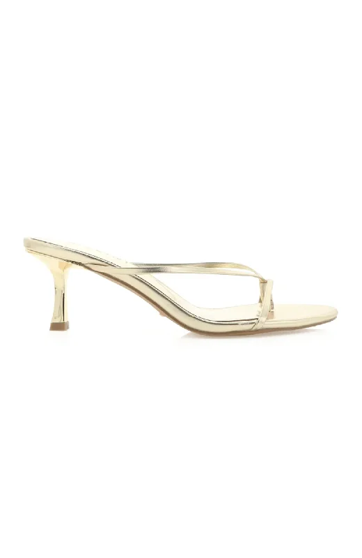 Versatile Heeled Sandals for Any Occasion---Gillie Heel Gold Metallic