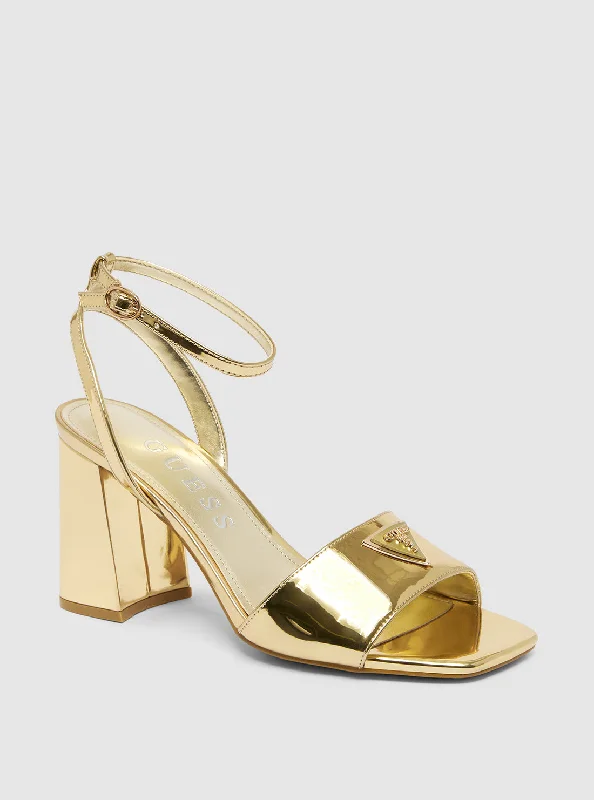 Versatile Heeled Sandals for Any Occasion---Gold Gelyae Block Heel