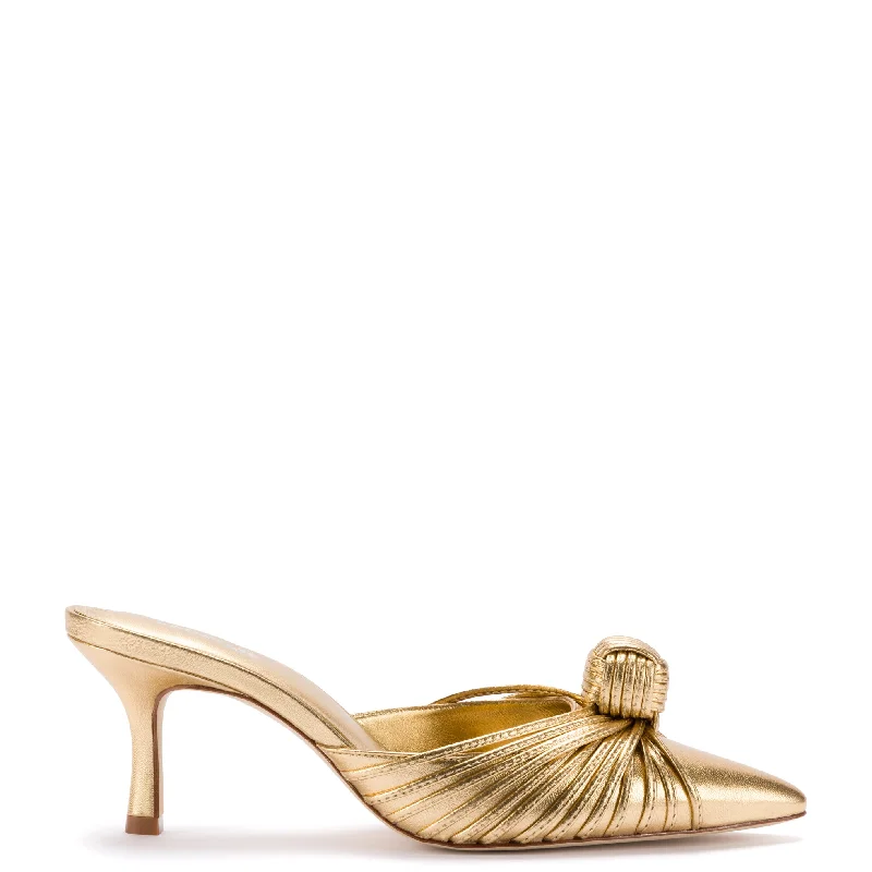 Mini Valerie Pump In Gold Metallic Leather---Comfortable Leather Pumps for Office and Everyday Wear