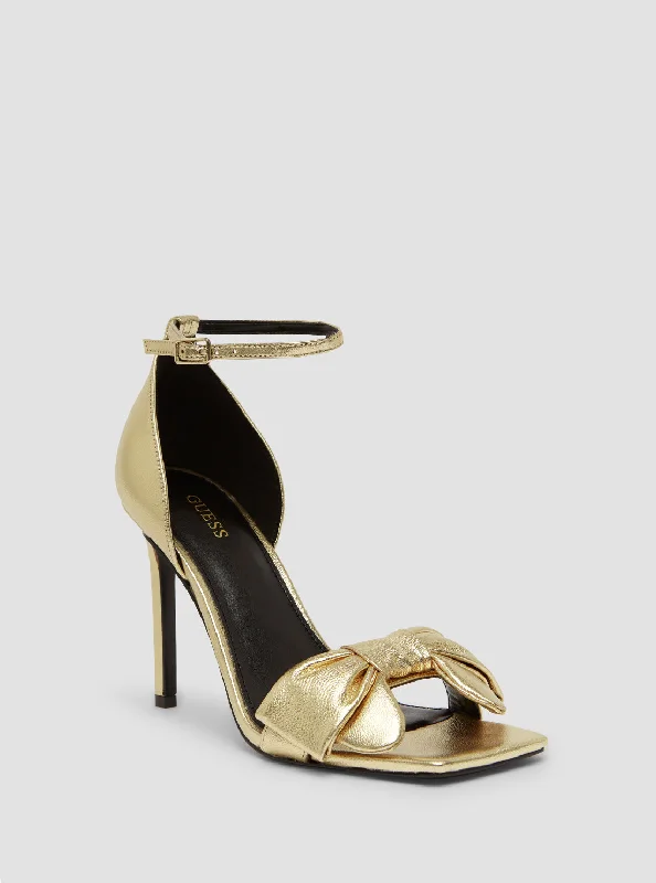 Gold Sancia Bow High Heels---Charming Bow Pumps for a Cute and Stylish Look