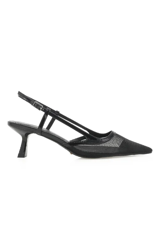 Versatile Heeled Sandals for Any Occasion---Hawley Heel Black Mesh