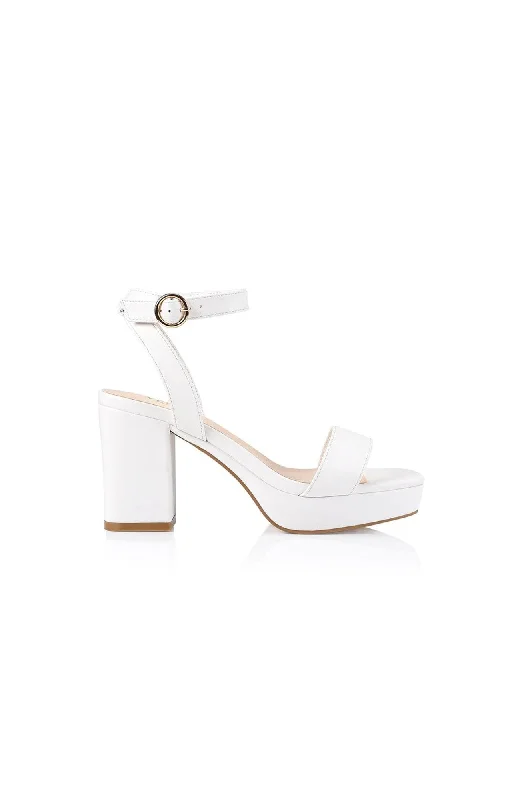 Stylish Platform Heels for Extra Height--Hendy Platform Heel White Smooth