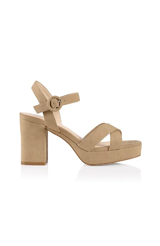 Stylish Platform Heels for Extra Height--Heppell Platform Heels Beige Nubuck