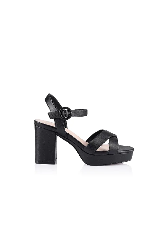 Stylish Platform Heels for Extra Height--Heppell Platform Heels Black Smooth