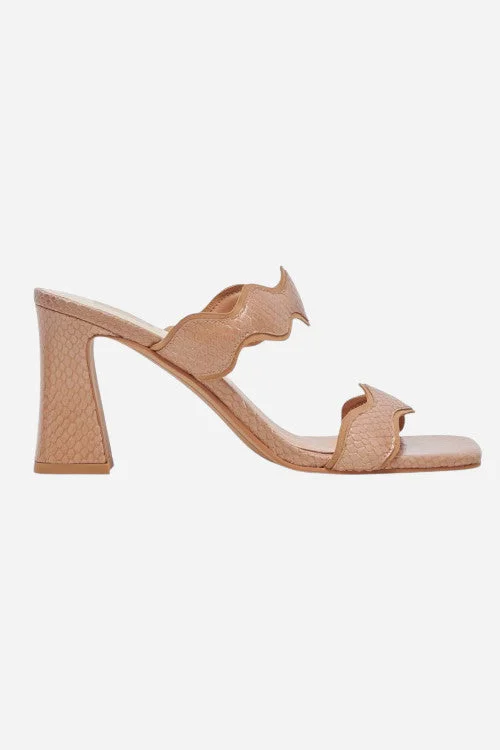 Dolce Vita Ilva Heels in Toffee Embossed Leather---Comfortable Leather Pumps for Office and Everyday Wear