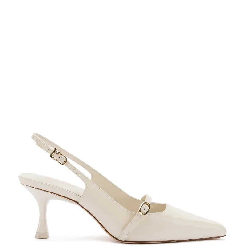 Ines Pump In Ivory Leather---Comfortable Leather Pumps for Office and Everyday Wear