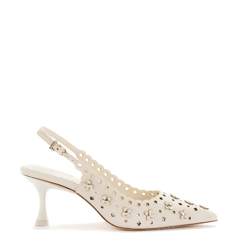 Jasmine Pump In Ivory Leather---Comfortable Leather Pumps for Office and Everyday Wear