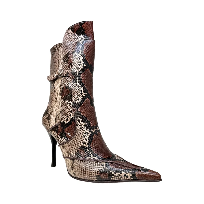 Stiletto Heel Pumps with Perfect Fit--Jeffrey Campbell Beige Python Pointed Toe Heels-Fashionable & Classic