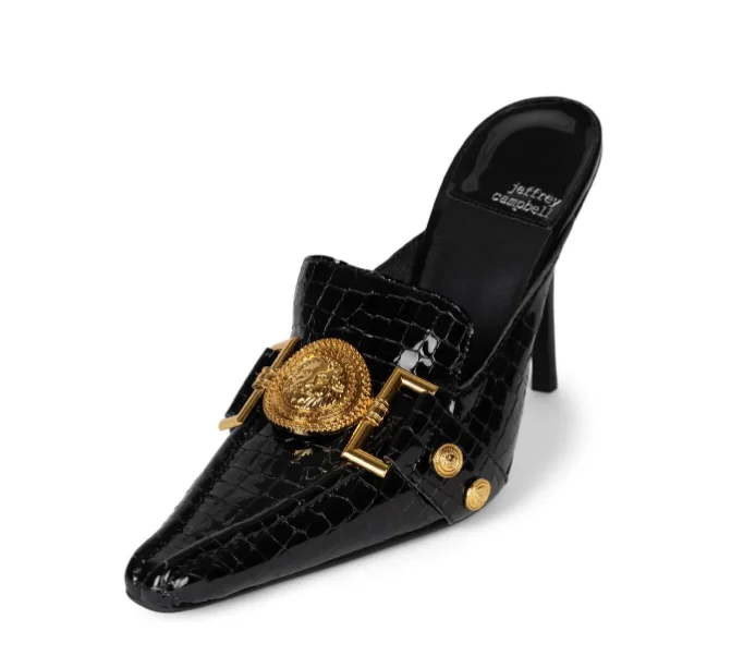 Versatile Heeled Sandals for Any Occasion---Jeffrey Campbell Liona Black Gold Heels