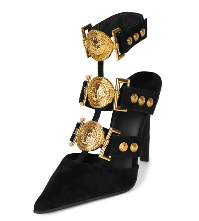 Versatile Heeled Sandals for Any Occasion---Jeffrey Campbell Lionness Black Gold Heels